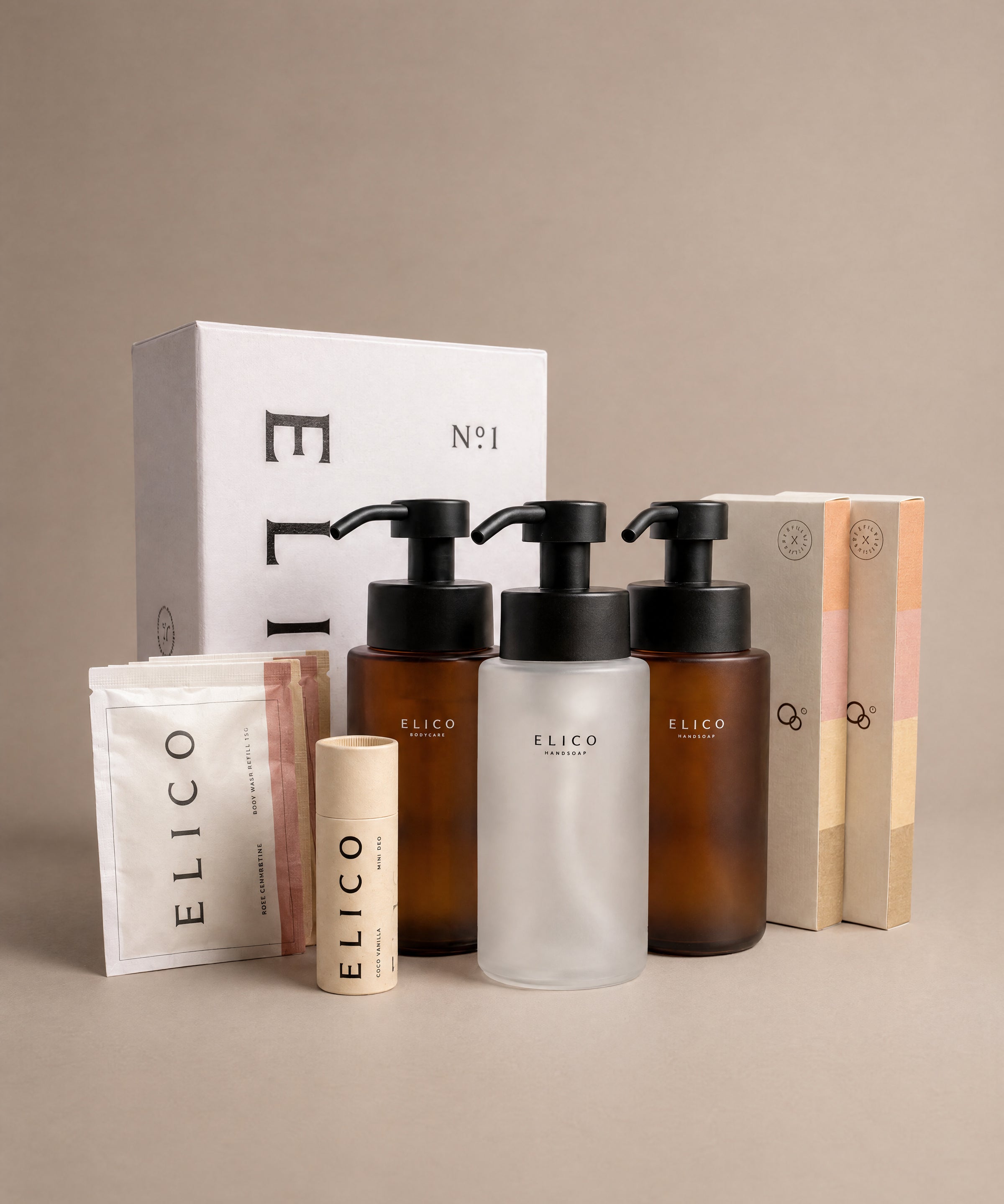 Whole home: three glass dispensers, refills, body wash and one Mini Deo