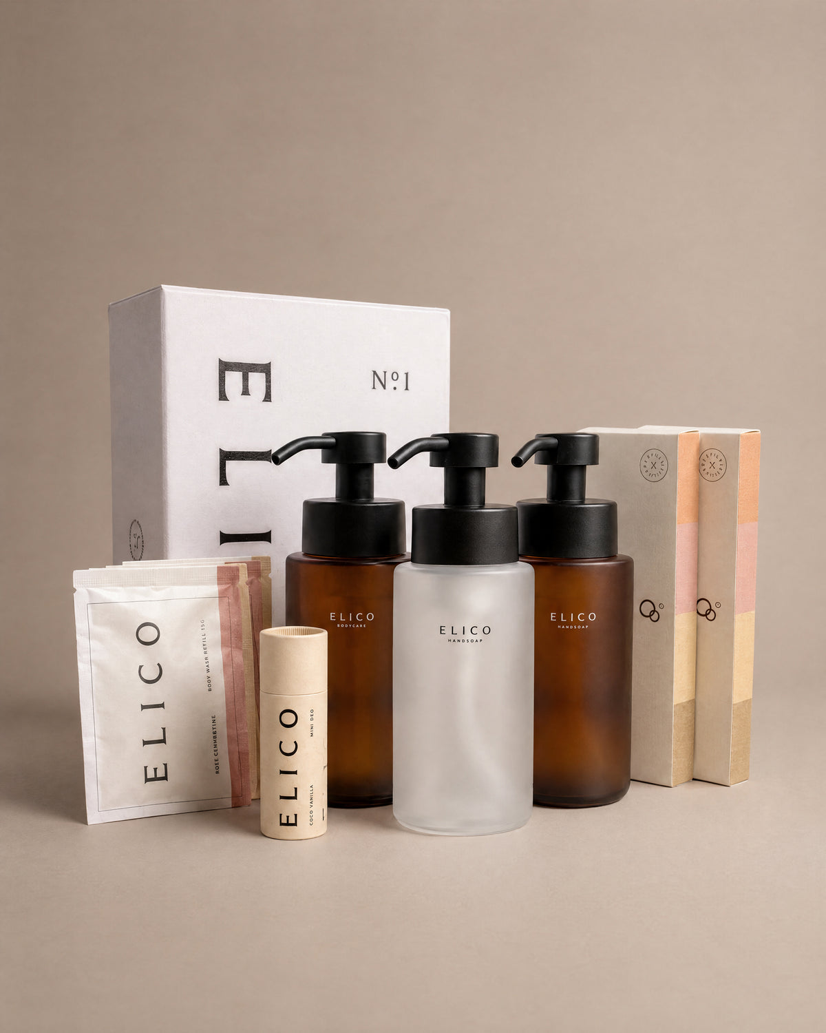 Whole home: three glass dispensers, refills, body wash and one Mini Deo